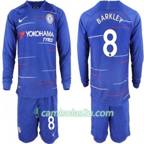 Camisolas de Futebol Chelsea Ross Barkley 8 Criança Equipamento Principal 2018/19 Manga Comprida